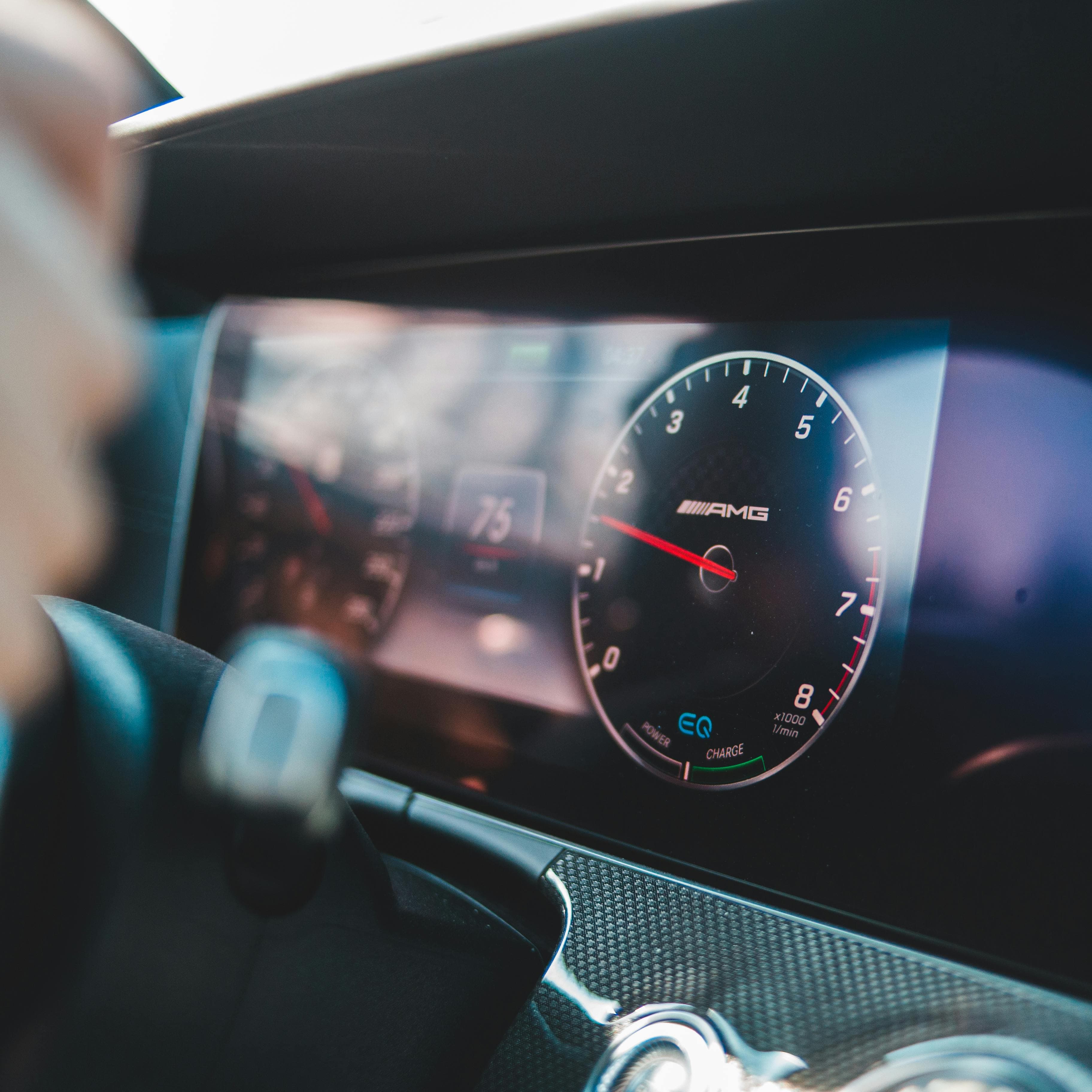 Confident driver behind the wheel